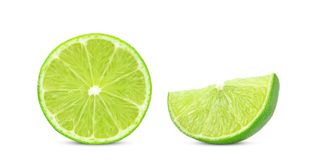 Slices of lime fruit isolated on transparent background. PNG