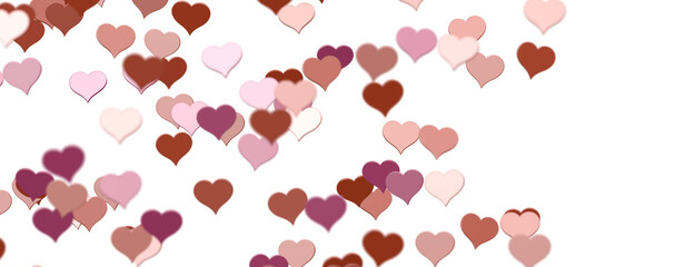 Falling love heart confetti 3d illustration