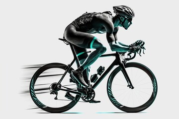 Fototapeta na wymiar Mountain bike cyclist Athlete cyclists in silhouettes on transparent background.