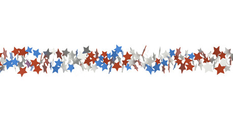 Stars - Red white blue shiny confetti stars on white background, isolate, tricolor concept, independence and freedom day USA