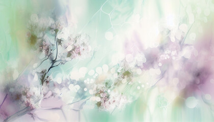 Soft focus flowers with a gentle bokeh effect, conveying a delicate and ethereal springtime moment.