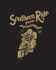 motorcycle illustration and type for print