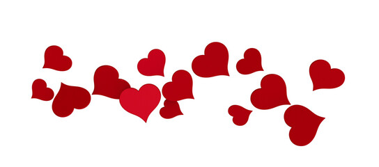 realistic isolated heart confetti on the transparent background for decoration and covering.