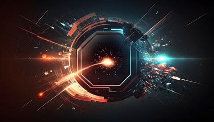 Fototapeta premium Abstract Cyber Space Background, Futuristic geometric shapes