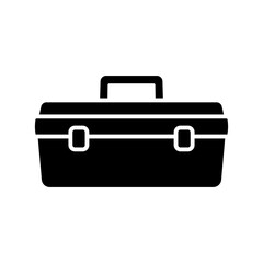 Tool box icon. Black silhouette. Front view. Vector simple flat graphic illustration. Isolated object on a white background. Isolate.