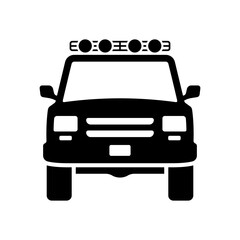 SUV icon. Off-road vehicle. Black silhouette. Front view. Vector simple flat graphic illustration. Isolated object on a white background. Isolate.