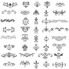 Ornamental Rule Lines in Different Design, Decorative dividers, Swirl elements, Vector graphic elements for design vector elements