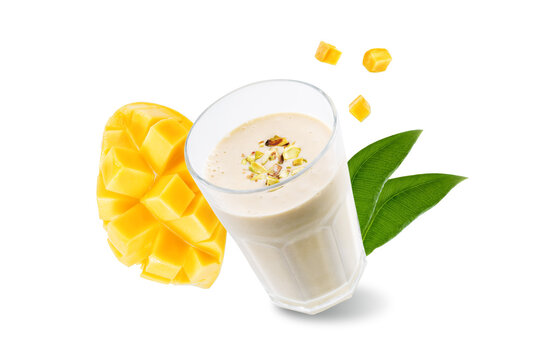 Mango lassi on a white isolated background