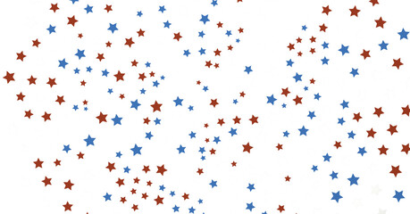 Stars - Red white blue shiny confetti stars on white background, isolate, tricolor concept,