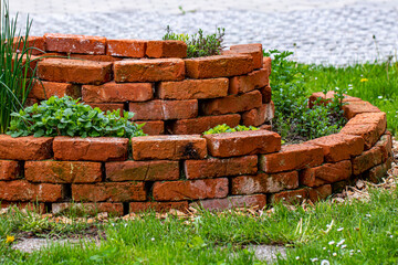 Brick circle for herbal garden