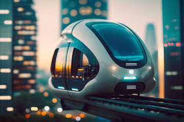 The Future of Urban Transportation: Sleek and Efficient Personal Rapid Transit Train - AI Generative