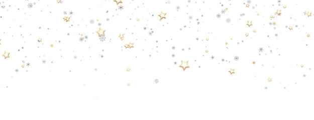 golden openwork shiny snowflakes, star, 3D rendering.