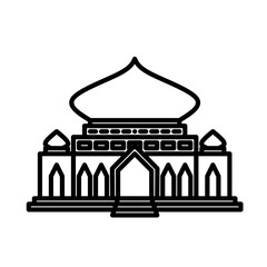 Mosque building line art is suitable for templates and colored books