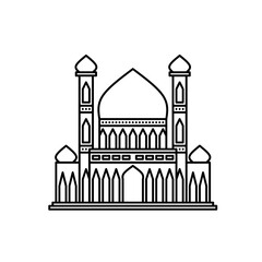 Mosque building line art is suitable for templates and colored books