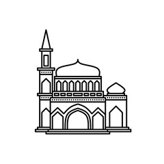 Mosque building line art is suitable for templates and colored books