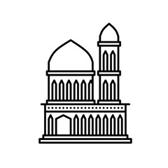 Mosque building line art is suitable for templates and colored books