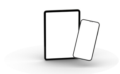 Tablet pc  computer with blank screen 3d