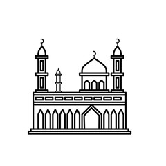 Mosque building line art is suitable for templates and colored books