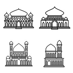 A set of mosque line drawings, perfect for picture books or greeting card ornaments