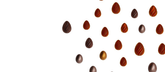 golden and silver eggs isolated on white background with shadow. Easter eggs