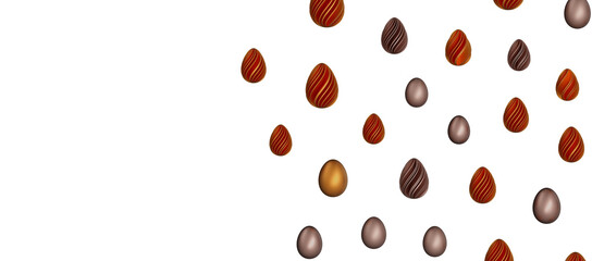 golden and silver eggs isolated on white background with shadow. Easter eggs