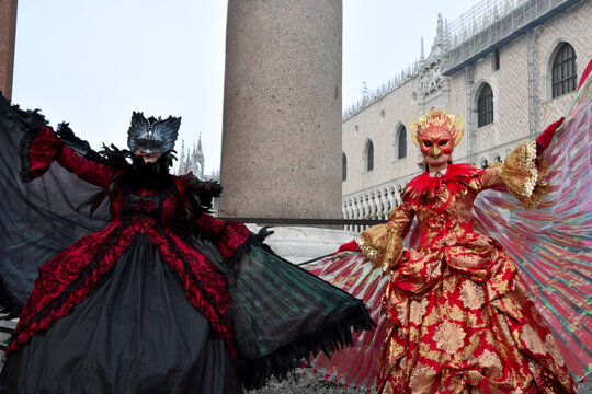 Couple of people dressed up for the Venice Carnival