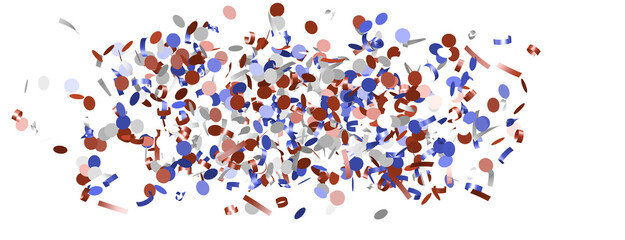 confetti - USA banner mockup with confetti confetti in American national colors. USA Presidents Day, American Labor day, Memorial Day, US election concept.