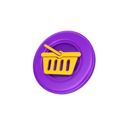 Supermarket basket icon 3D render