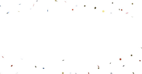 Stars - festive pattern with flying, falling red, blue, white stars in colors of the United States' flag