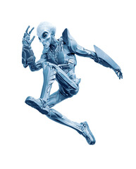 mega alien is jumping in action