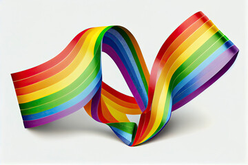 LGBT rainbow ribbon in the shape of heart. Pride tape symbol. Isolated on a white background