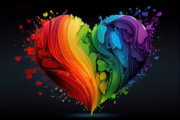 Heart with colors of gay pride LGBT community. Homosexual relati - obrazy, fototapety, plakaty