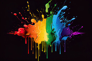 Rainbow color paint splashes as LGBTQI+ pride concept