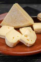 Cheese collection, French reblochon de savoie gratin cheese close up