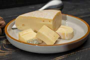 Cheese collection, French reblochon de savoie gratin cheese close up