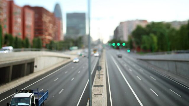 Barcelona city timelapse at underpass