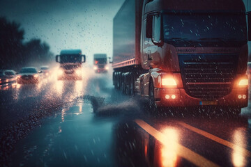 Navigating through the Storm: Drivers Brave Heavy Rain and Traffic in Tempestuous Conditions AI Generative