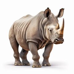 Fototapeta premium Detailed, cut-out of a single rhinoceros, made with generative AI