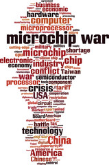 Fototapeta na wymiar Microchip war word cloud