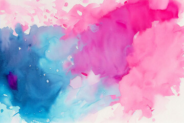 Fototapeta premium Magenta and Blue Watercolor Abstract on Paper
