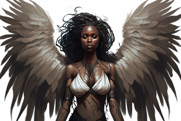 A Woman with Angel Wings | Beauty and Strength Personified | illustration Art | AI Generated | Perfect for World Women's Day
