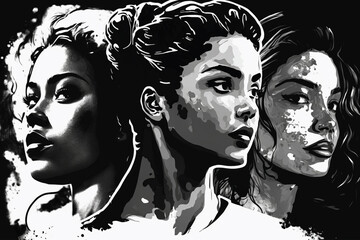 Women Empowerment | illustration Art | Girl power Feminine modern art Creative Art Perfect for World Women's Day. AI Generated