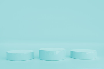 3D render illustration geometric minimal contemporary concept,blue color circle podium or pedestal background and mock up design,empty space for product show display,copy space for advertising