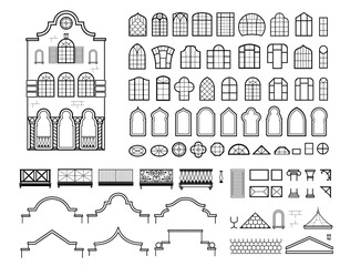 Bundle with a set of facade elements of a classical building
