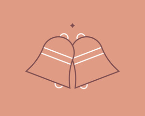 Concept of bells in a flat style. Wedding thin line icon. Love editable stroke icon.  Vector illustration
