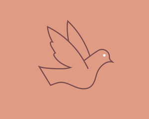 Concept of dove in a flat style. Wedding thin line icon. Love editable stroke icon.  Vector illustration
