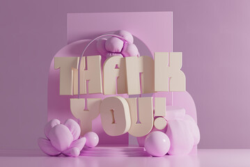 Thank You 3d pink composition - obrazy, fototapety, plakaty