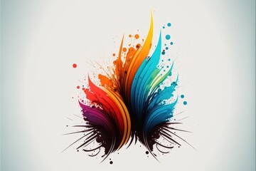 Abstract colorful paint splashes on white background