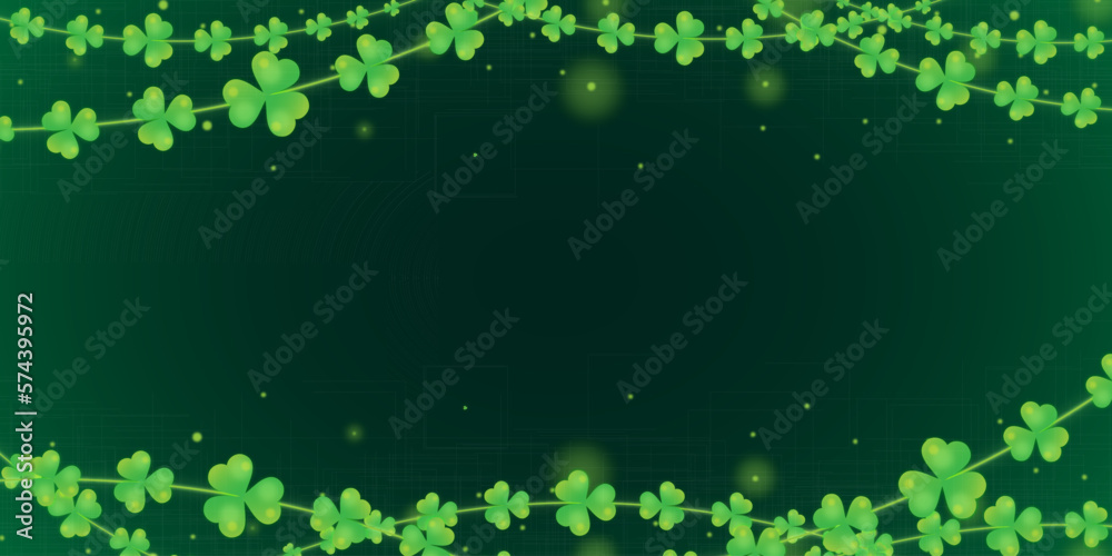 Canvas Prints The Background of St. Patrick's Day with Green Shamrocks and Lucky Gold Coins