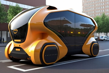  The future of urban autonomous mobility is represented by an AV city taxi/cab/car for public transportation, Generative Ai
